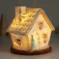 Фигурка светящаяся &laquo;Пряничный домик с узорами, с птицами&raquo;, 16.5&times;16&times;17 см