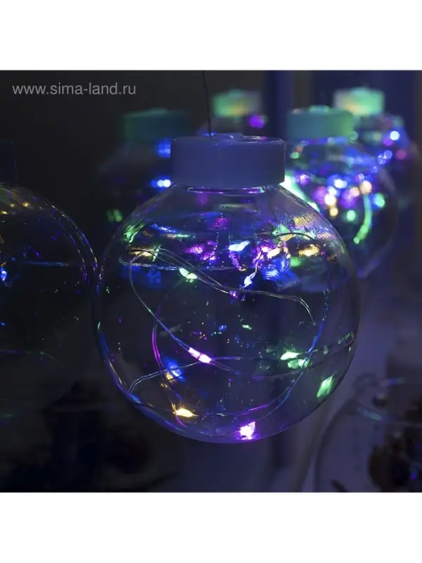 Гирлянда &laquo;Бахрома&raquo; 2.5&times;0.7 м, роса с насадками &laquo;Шарики&raquo;, IP20, серебристая нить, 150 LED, свечение мульти, 12 В