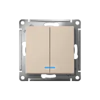 ATLASDESIGN выключатель двухклавишный с подсветкой, сх.5а, 10АХ, мех., ПЕСОЧНЫЙ