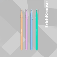 Ручка шариковая ErichKrause Slim Stick "Pastel Bloom", игольчатый узел 0.7 мм, синяя, тонкий дизайн Soft Touch, микс