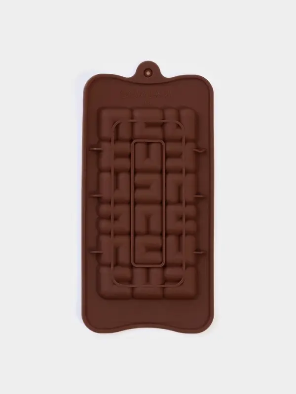 Форма для шоколада Доляна «Лабиринт», силикон, 22×11×1 см, 18 ячеек, коричневая