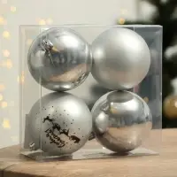 Новогодние шары ёлочные &laquo;Новогодних чудес!&raquo;, пластик, d=8, 4 шт., цвет серебристый