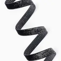 Лента бархатная, с серебряным люрексом, 10 мм, 18&plusmn;1 м, чёрная №03