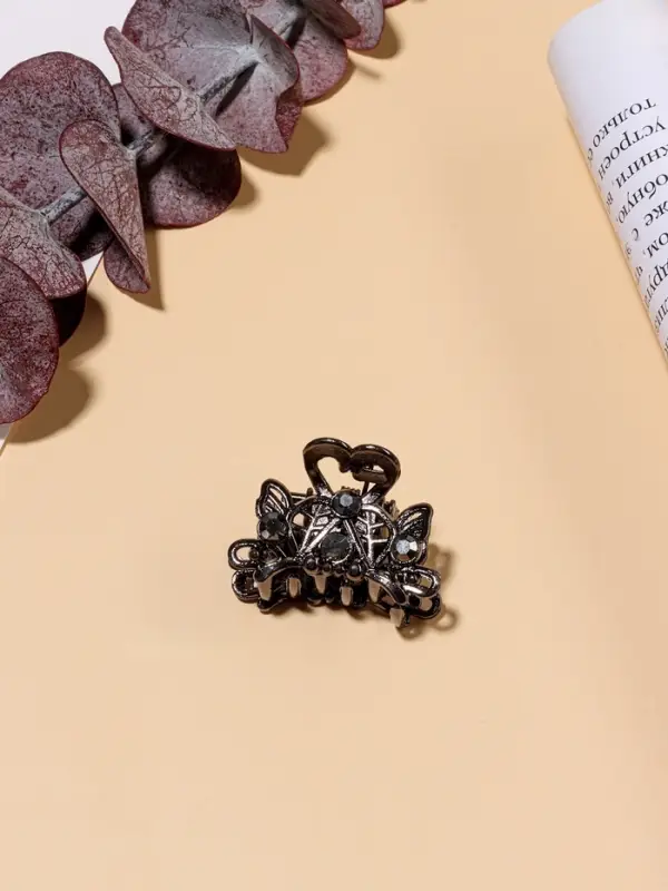 Крабик для волос «Серый блеск», 2.5 см, серебро