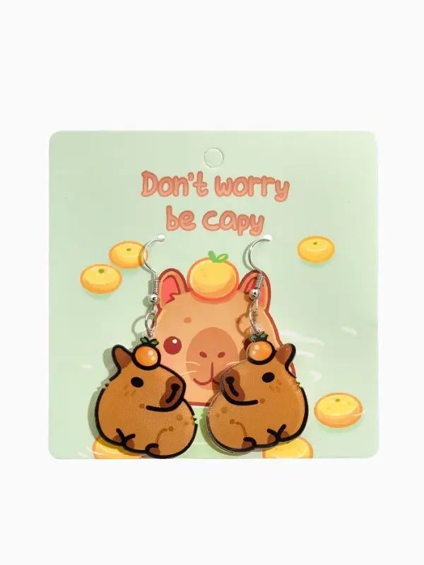 Серьги акриловые &laquo;Капибара&raquo;, коричневые