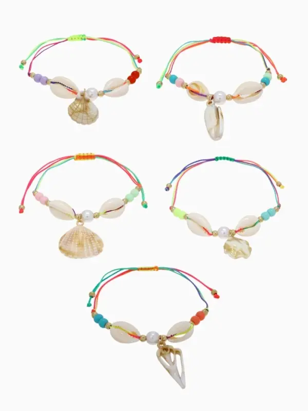 Браслет на нити &laquo;QF. Ассорти. Ракушки&raquo;, d=7 см, разноцветный в золоте