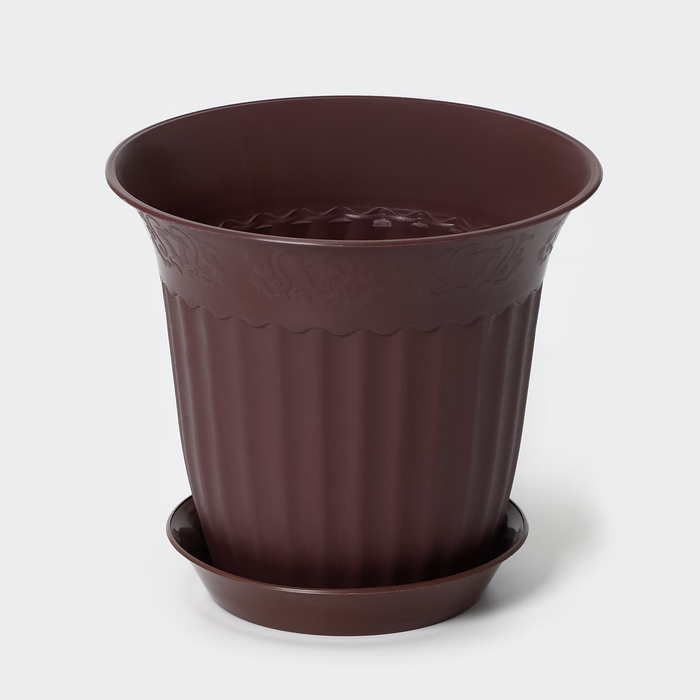 Горшок для цветов с поддоном Доляна, 2 л, цвет поддона микс Горшок для цветов с поддоном Доляна, 2 л, цвет поддона микс