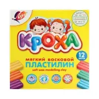 Пластилин мягкий (восковой) &laquo;Луч. Кроха&raquo;, 12 цветов, 180 г, со стеком
