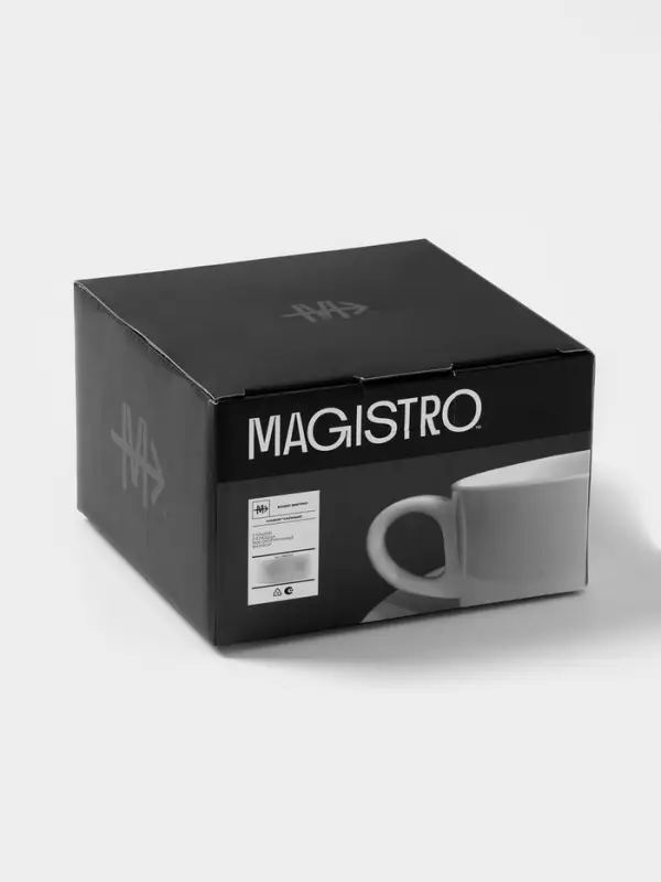 Чайный сервиз Magistro Basic bistro, 2 персоны, 4 предмета: 2 чашки 200 мл, 2 блюдца d=15 см, фарфор, белый