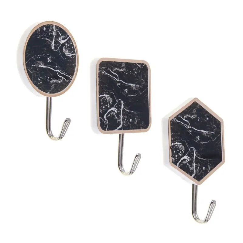 Крючки самоклеящиеся тм VETTA Черный мрамор, пластик, металл, 2шт
