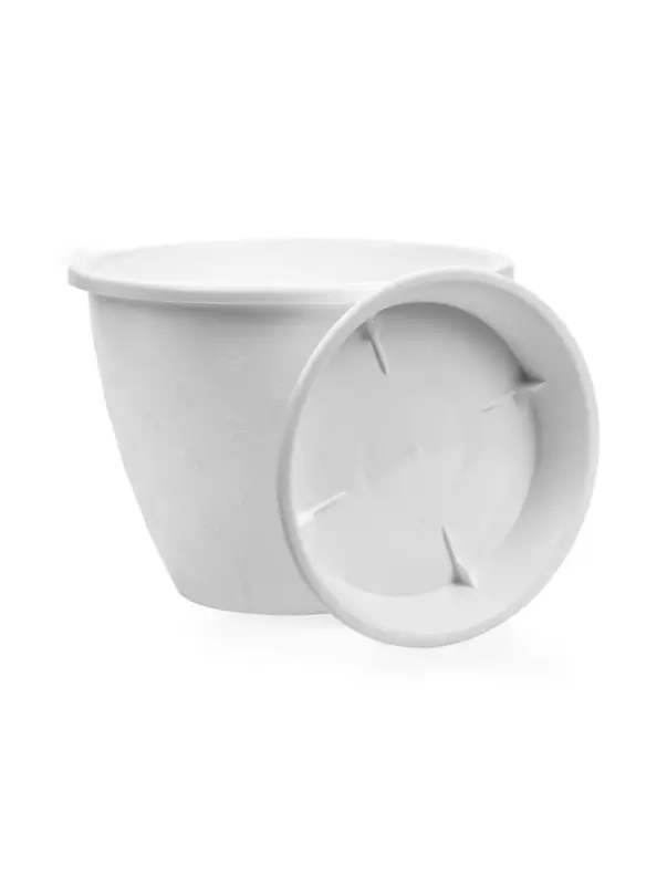 Горшок для цветов с поддоном 3,6 л d_ см h_ см "Цветочек" белый