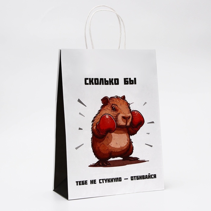 Пакет подарочный бумажный, Пакет подарочный бумажный, "Сколько бы тебе не стукнуло - отбивайся", 24 х 10,5 х 32 см