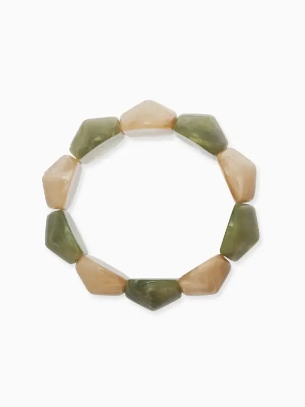 Браслет манжета &laquo;Тренд&raquo;, d=6.5 см, широкий, акрил, бежевый, злёный