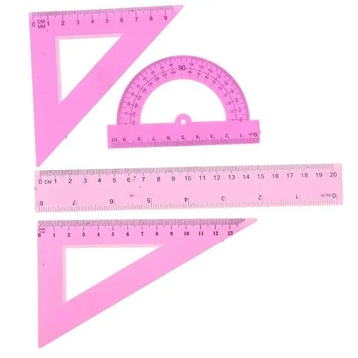 Набор чертежный, прозрачный, на блистере, 4 предмета (линейка 20 см, 2 угольника, транспортир), МИКС Набор чертежный, прозрачный, на блистере, 4 предмета (линейка 20 см, 2 угольника, транспортир), МИКС