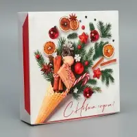 Коробка складная «С Новым годом!», 14 х 14 х 3,5 см