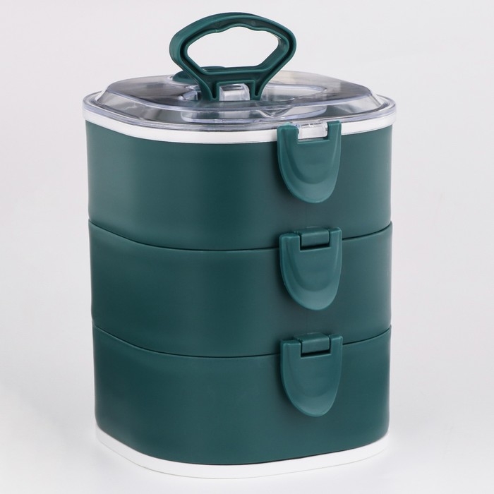 Ланч бокс с отделениями большие, контейнер для еды "Антрима", 2.1 л, с приборами, 3 уровня, 17 х 15