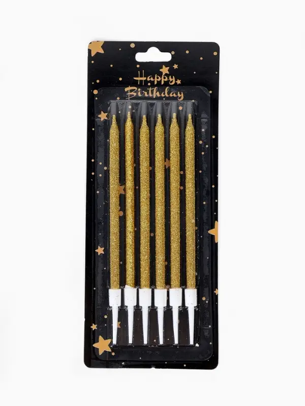 Свечи для торта "Твой день", набор 6 штук золотые