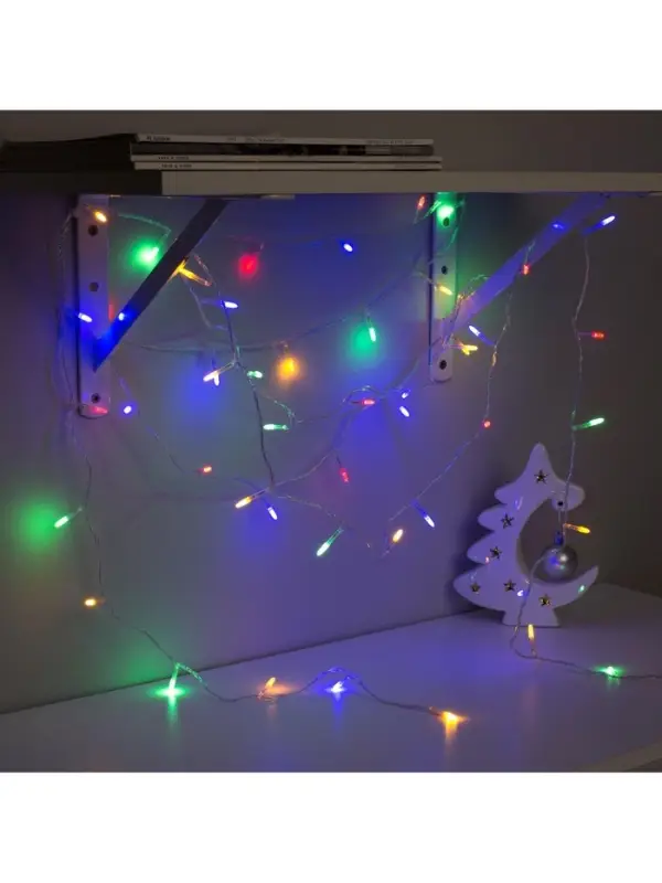Гирлянда &laquo;Нить&raquo; 5 м с насадками &laquo;Игла&raquo;, IP20, прозрачная нить, 50 LED, свечение мульти, 8 режимов, 220 В