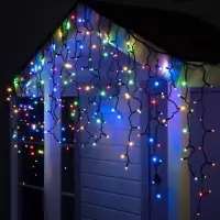 Гирлянда &laquo;Бахрома&raquo; 3&times;0.9 м, IP65, УМС, тёмная нить каучук, 144 LED, свечение мульти, 220 В