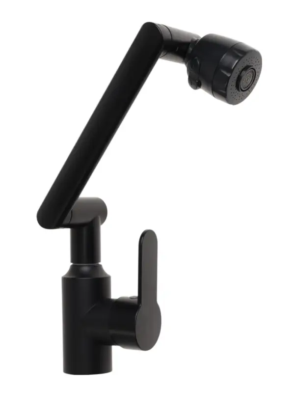 Смеситель для кухни ZEIN Z3705, регулируемый излив высотой 25 см, аэратор 2 режима, черный