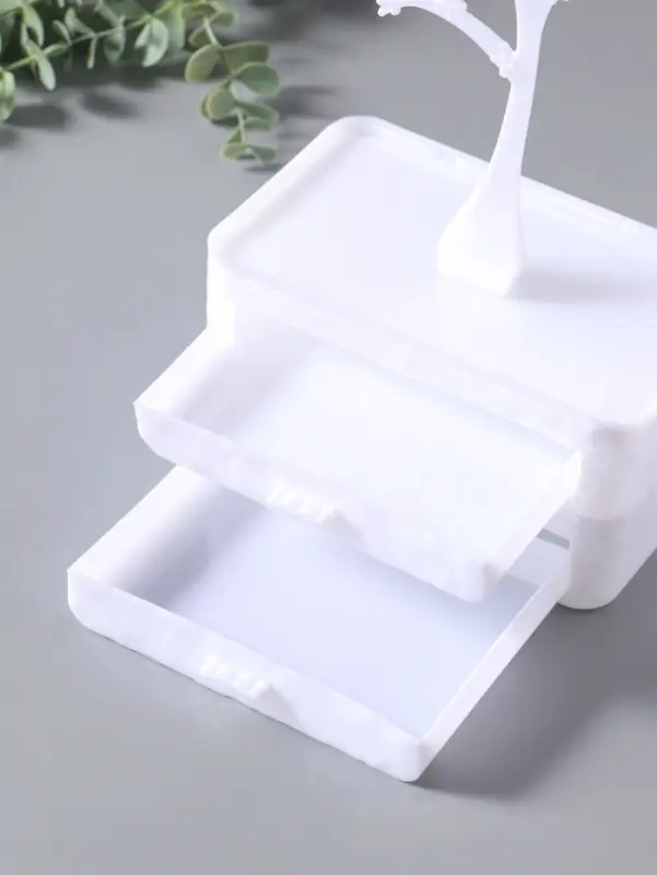 Шкатулка универсальная  "Цветущее дерево", 2 яруса,  17,2х10,5х24 см,  цвет белый