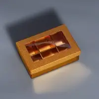 Коробка подарочная для 6 конфет золото глиттер, с окном, 12&times;8.5&times;4 см