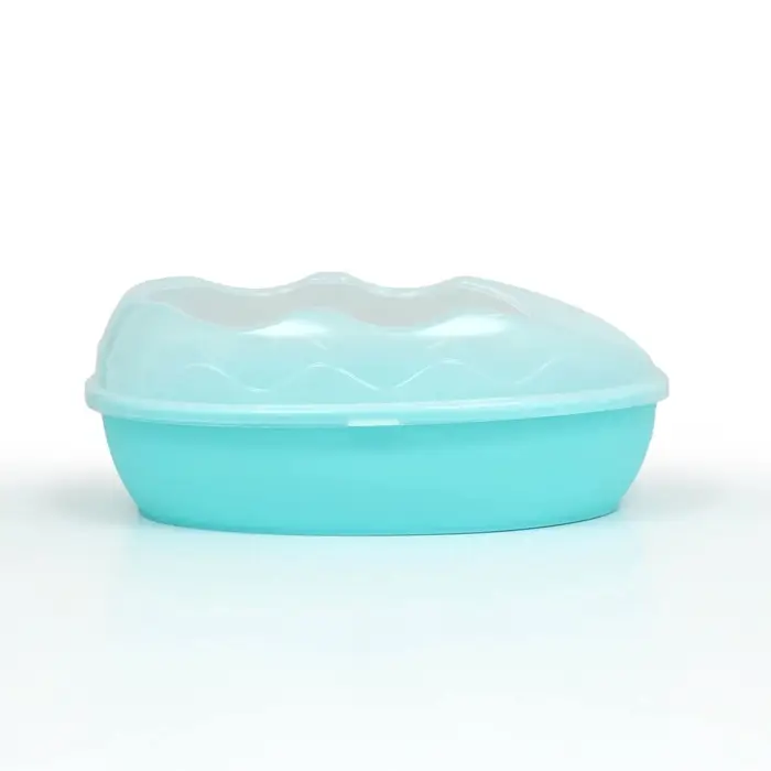 Туалет для кошек, 38&times;28&times;15 см, округлый, с бортиком и совком, синий