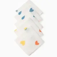 Набор платочков Крошка Я Сolored hearts (вид 2) 20*20 см-5 шт, муслин, 100 % хлопок