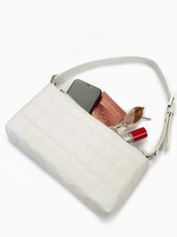 Сумка женская багет на молнии, 27&times;5&times;13 см, белая
