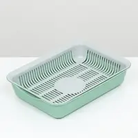 Лоток для кошек, 34.5&times;25.5&times;7.5 см, с сеткой, пластик, серый, оливковый