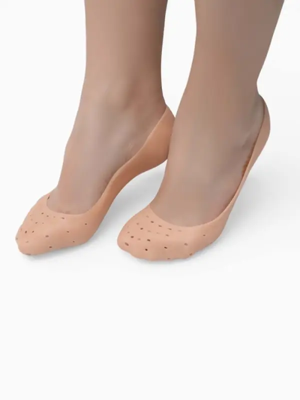 Носочки для педикюра, силиконовые, с перфорацией, 18&times;8 см, бежевые