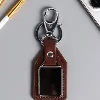 Брелок для ключей под нанесение &laquo;Бейдж&raquo;, с карабином, размер окна 3.2&times;2.5 см, коричневый, 11&times;4&times;0.7 см
