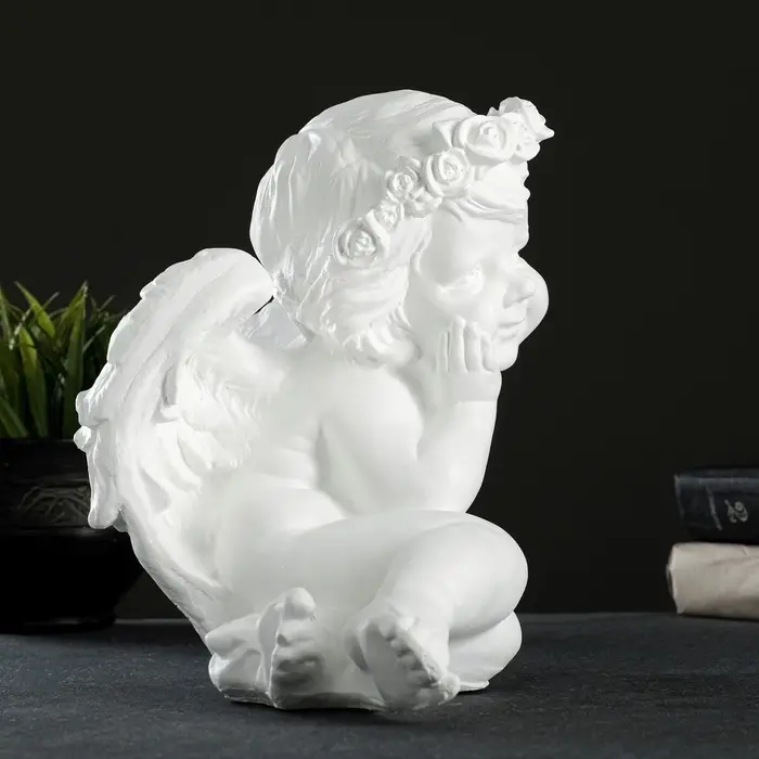 Фигура &laquo;Ангел сидя средний&raquo;, белый, 29&times;17&times;24 см