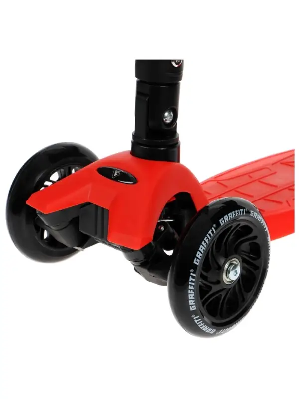 Самокат складной GRAFFITI Baby, колёса световые PU 120/70 мм, ABEC 7, цвет красный