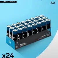 Набор батареек алкалиновых (щелочных) Luazon, AA, LR6, 24 штуки