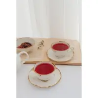 Чайная пара Доляна Organic Gold, чашка 230 мл, блюдце d=16 см, фарфор, белая