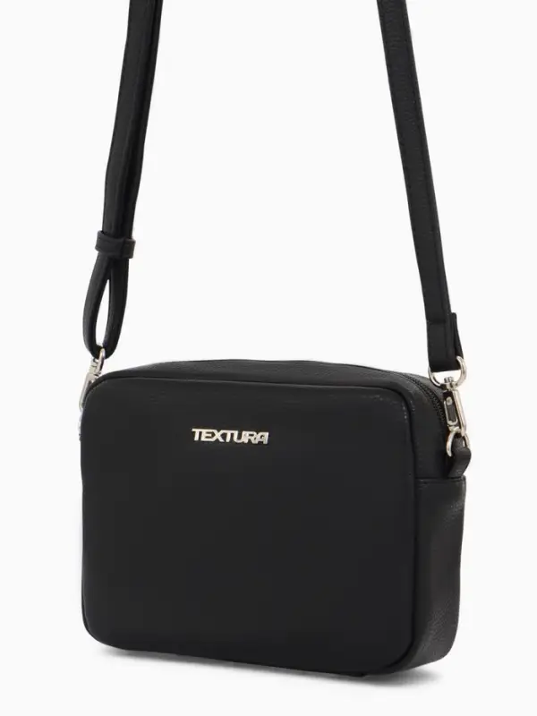 Сумка женская кросс-боди TEXTURA на молнии, 20&times;7&times;15 см, чёрная