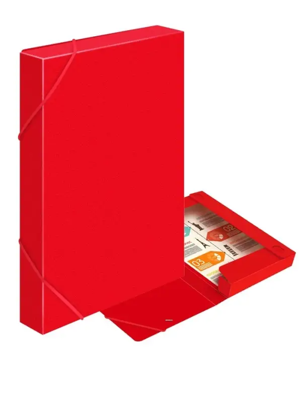 Папка-короб на резинке А4, 700 мкм, корешок 40 мм, Calligrata, пластик, красная, до 300 листов