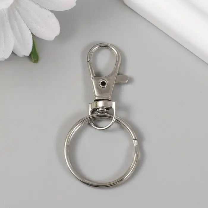 Брелок металл "Карабин с кольцом" серебро 2,8х6 см