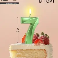 Свеча в торт на шпажке «Цифра 7», зеленая, 5 см