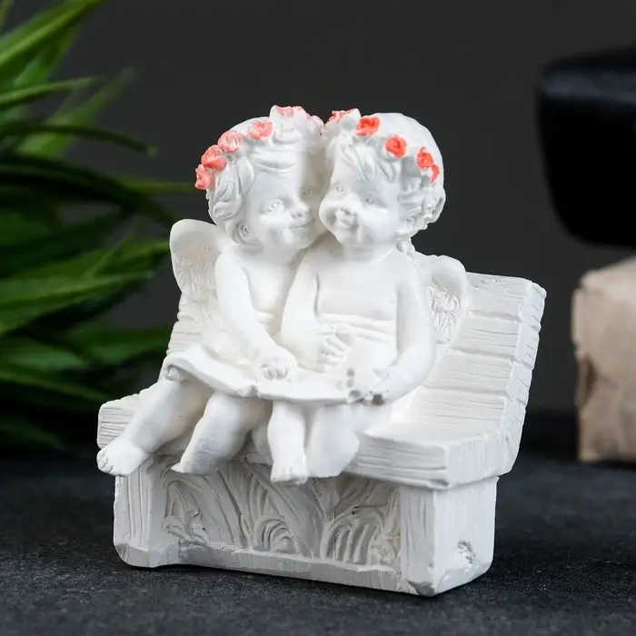 Фигурка гипс &laquo;Ангел на скамейке&raquo;, перламутр, 8&times;7&times;5 см
