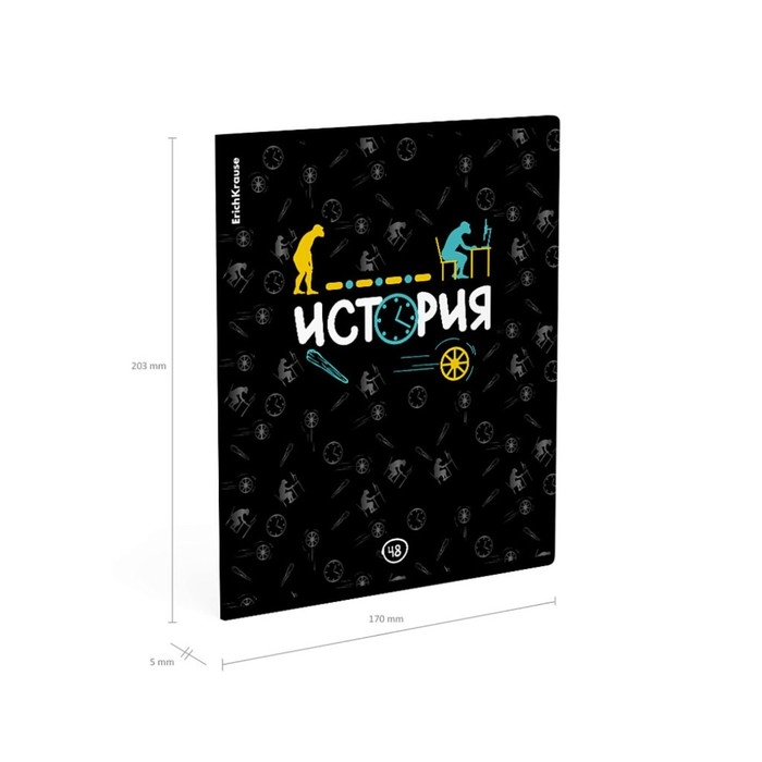 Тетрадь предметная ИСТОРИЯ, 48 листов в клетку, ErichKrause Inscription, обложка мелованный картон, твин-лак, блок офсет 100% белизна, инфо-блок