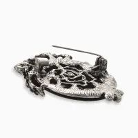 Брошь "Галлиотис" сова, цвет зелёный в чернёном серебре