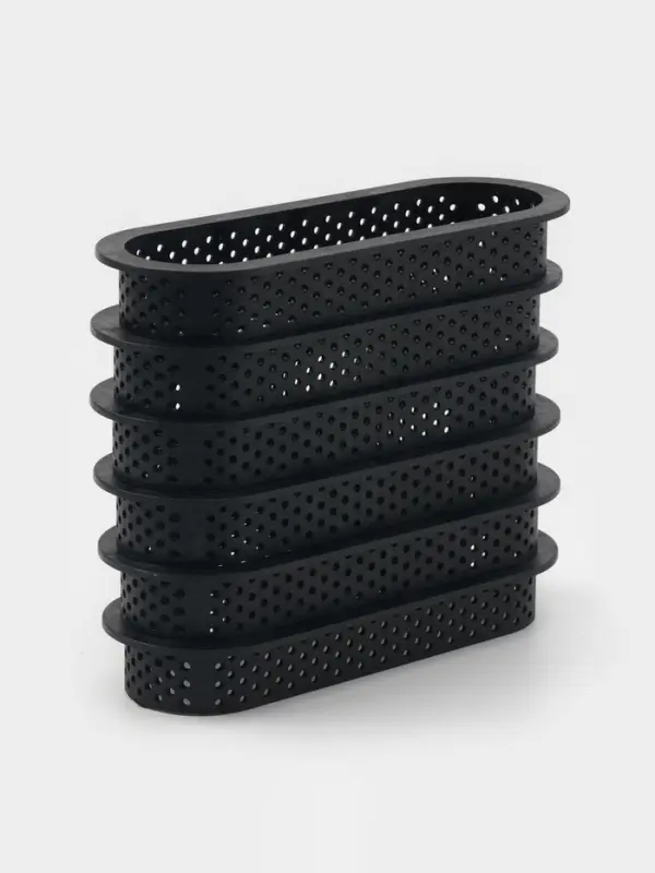 Формы для выпечки перфорированные Доляна &laquo;Овал&raquo;, набор 6 шт., пластик, 14.6&times;5.4&times;2 см, чёрные