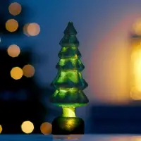 Светодиодная фигура &laquo;Ёлочка бархатная зеленая&raquo;, 1 LED, 15&times;6 см, от батареек 3xAG13, свечение тёплое белое