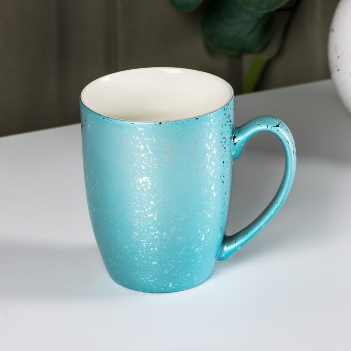 Кружка Доляна «Блеск», 350 мл, керамика, цвет голубой Кружка Доляна «Блеск», 350 мл, керамика, цвет голубой