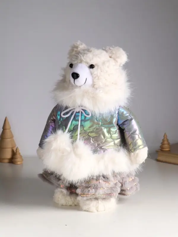 Кукла интерьерная "Медведица в серебристом пуховике" раздвижная 37-65 см 23х16х37 см