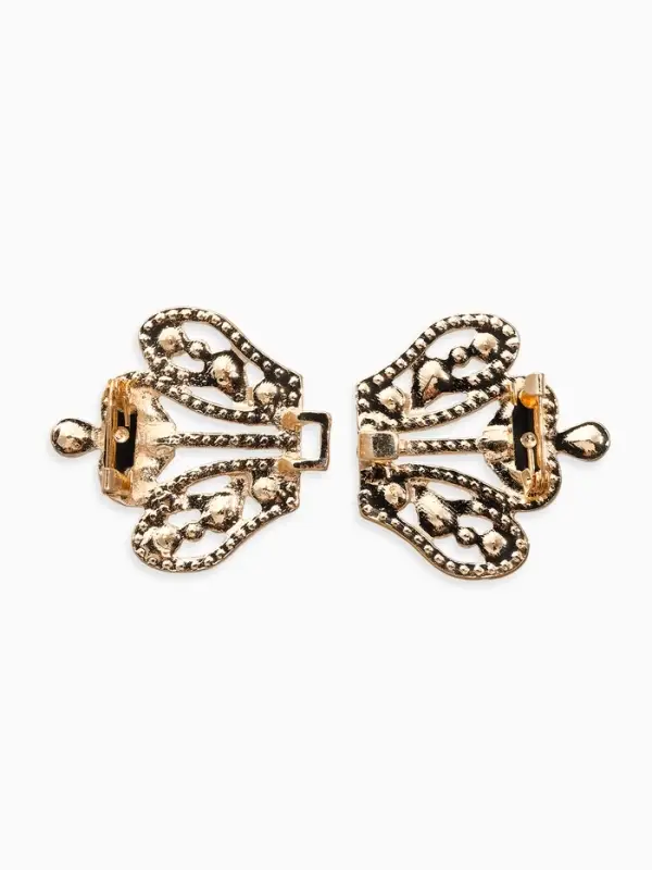 Зажим для кардигана "Ажур", корона империи, цвет белый в золоте