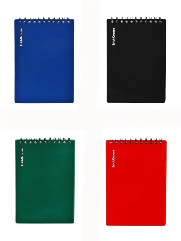 Блокнот на спирали А6, 60 листов в клетку, ErichKrause Classic, пластиковая обложка, фактура &laquo;песок&raquo;, блок офсет 100% белизна, МИКС