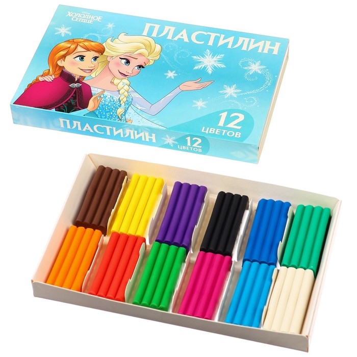 Пластилин 12 цветов 180 г «Эльза и Анна», Холодное сердце Пластилин 12 цветов 180 г «Эльза и Анна», Холодное сердце